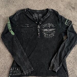 Affliction Men’s Distressed Black Long Sleeve Tee